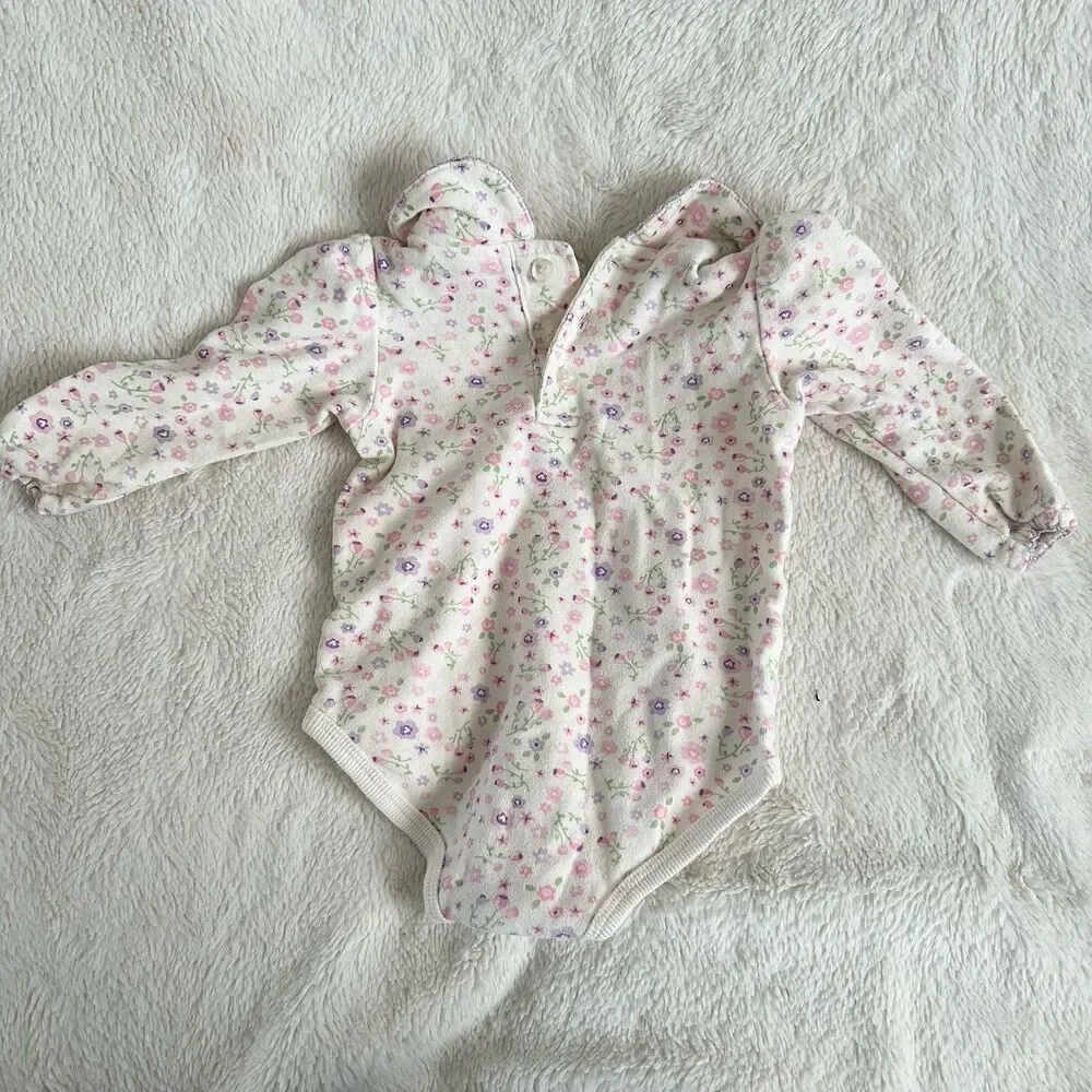 Vintage Disney Baby Winnie The Pooh 6/9 Months Floral Romper Pink Purple Beige